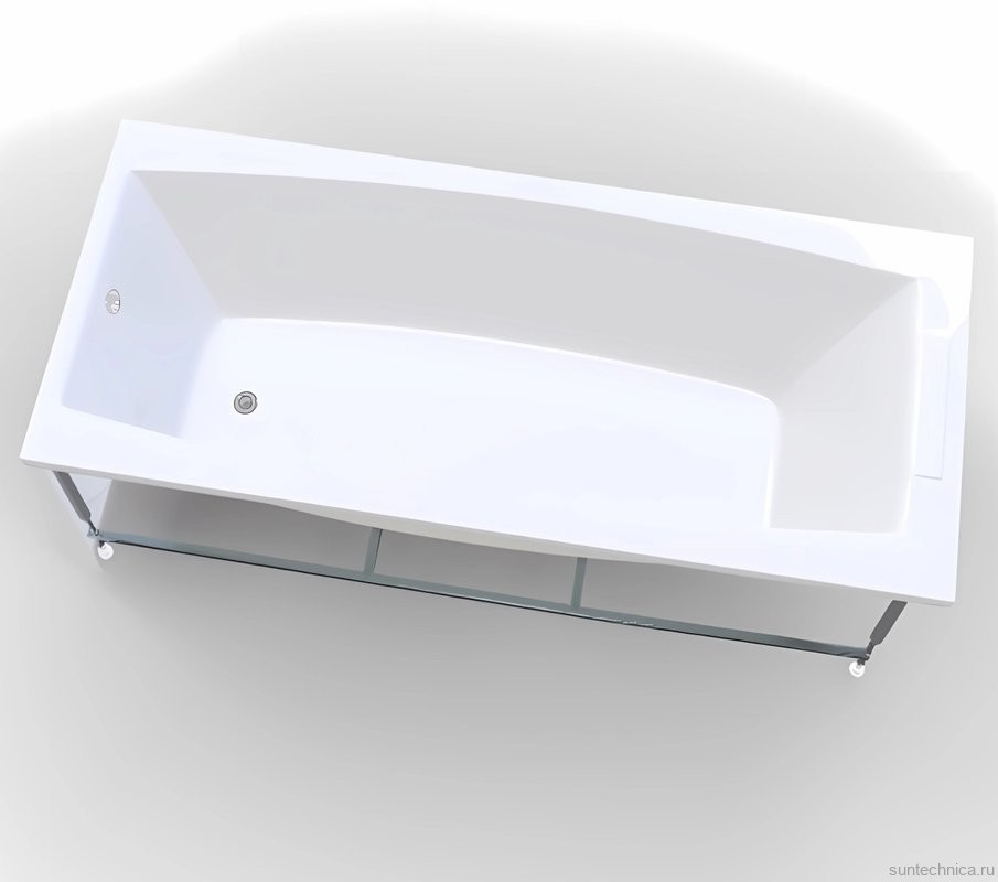 Акриловая ванна 1MarKa Aelita MG Премиум 165x75 см, пристенная, белая, с каркасом, с экраном, со сливом-переливом