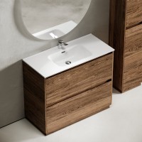 Мебель для ванной комнаты Sancos Libra Floor 100 дуб чарльстон, белая раковина CN7003