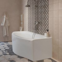 Акриловая ванна 1MarKa Nega Премиум 170x95 см, пристенная, белая, с каркасом, с экраном, со сливом-переливом