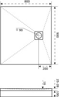 Поддон для душа Good Door Essentia 80x90, с сифоном, черный