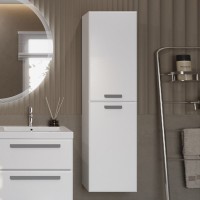 Шкаф пенал для ванной Cezares Eco 40 универсальный ручки серые, bianco lucido