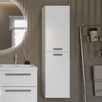 Шкаф пенал для ванной Cezares Eco 40 универсальный ручки серые, bianco lucido