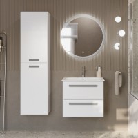 Шкаф пенал для ванной Cezares Eco 40 универсальный ручки серые, bianco lucido