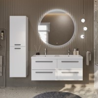 Шкаф пенал для ванной Cezares Eco 40 универсальный ручки серые, bianco lucido