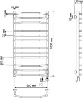 Полотенцесушитель электрический Secado Агата 2 105x55 см, подключение справа, бронза, лесенка, латунь