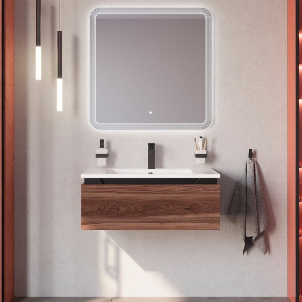 Мебель для ванной комнаты Cezares Slider 80 подвесная, 1 ящик, орех дымчатый