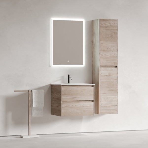 Мебель для ванной комнаты Sancos Libra 60 дуб галифакс натуральный, белая раковина CN7001