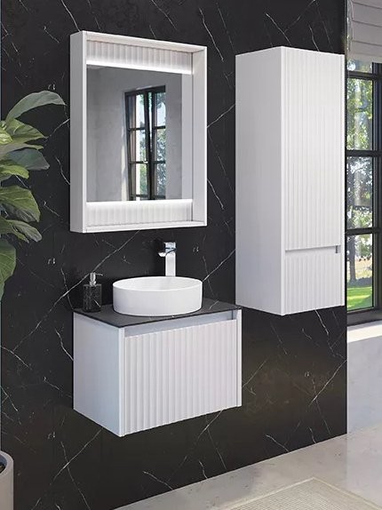 Зеркало Comforty Марсель 60 с подсветкой, матовое белое