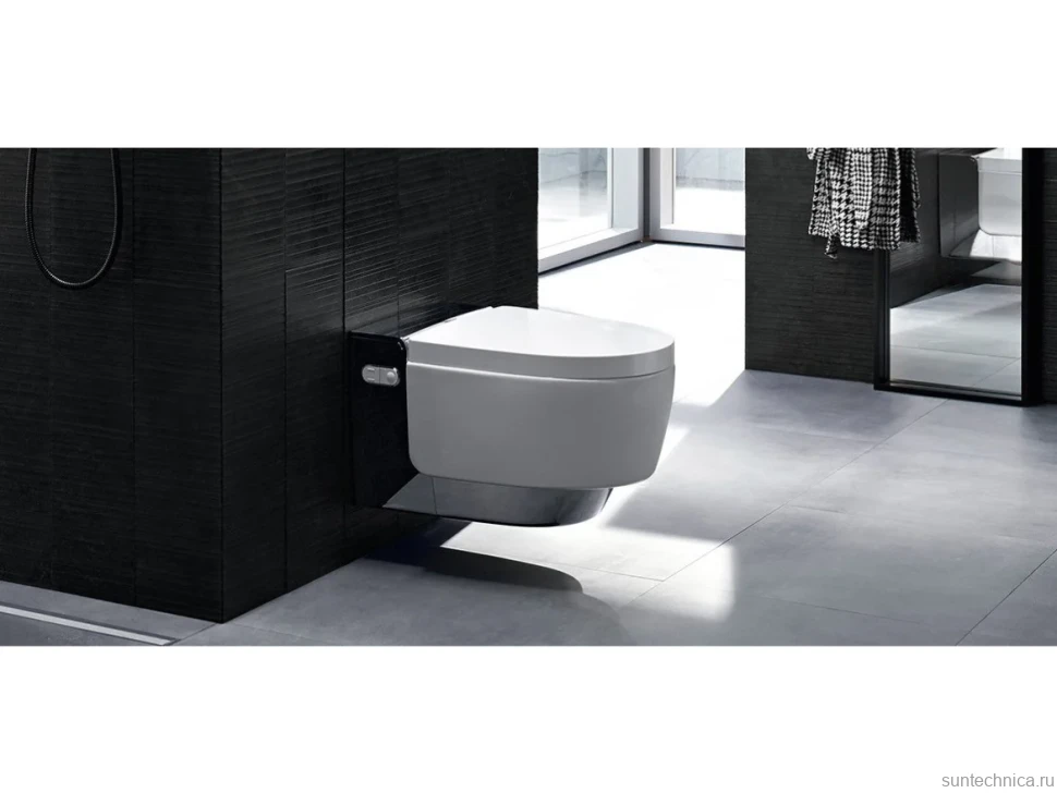 Умный унитаз подвесной Geberit AquaClean Mera Comfort 146.214.21.1 с системой удаления запахов, глянцевый хром