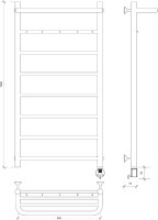 Полотенцесушитель электрический Secado Триада 1 КСП 105x55 см, подключение справа, глянцевый хром, лесенка, с полкой