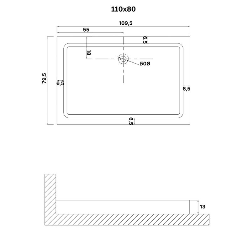 Поддон для душа Niagara Eco NG-P1180-14Q 110х80 см, белый