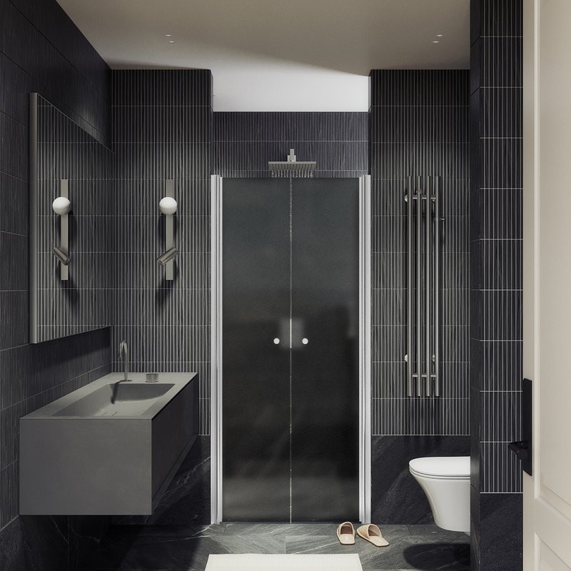 Душевая дверь в нишу Maybahglass MGD-432-1 80 см, профиль матовый белый, стекло графит матовый