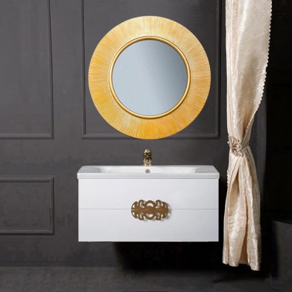 Мебель для ванной комнаты Armadi Art NeoArt 100 white с ручками Ajur золото, зеркало Shine