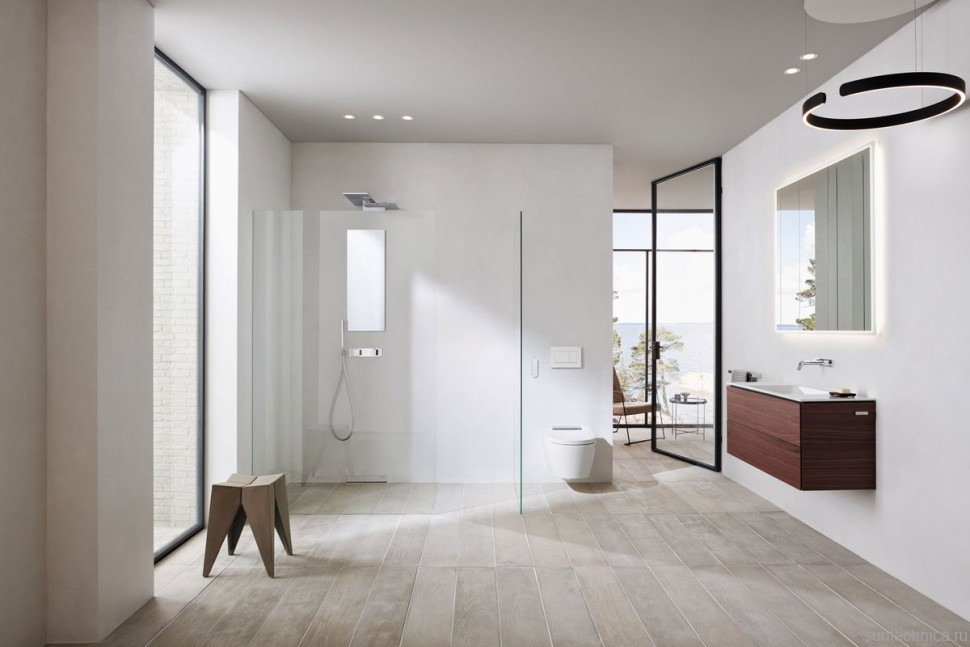 Умный унитаз подвесной Geberit AquaClean Sela 146.224.21.1 вставка глянцевый хром