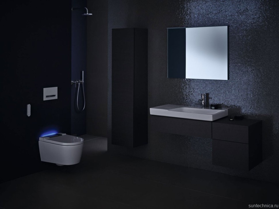 Умный унитаз подвесной Geberit AquaClean Sela 146.224.21.1 вставка глянцевый хром