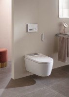 Умный унитаз подвесной Geberit AquaClean Sela 146.224.21.1 вставка глянцевый хром
