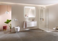Умный унитаз подвесной Geberit AquaClean Sela 146.224.21.1 вставка глянцевый хром