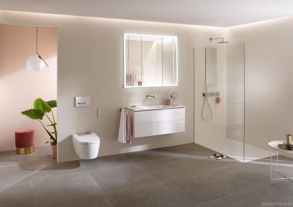 Умный унитаз подвесной Geberit AquaClean Sela 146.224.21.1 вставка глянцевый хром
