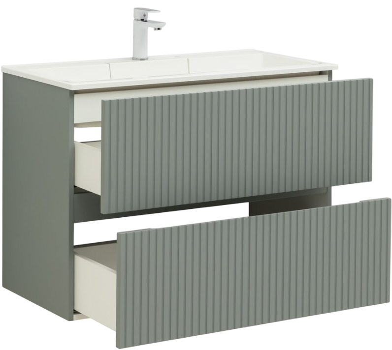 Тумба с раковиной Aquanet Джейн 90 подвесная, мисти грин