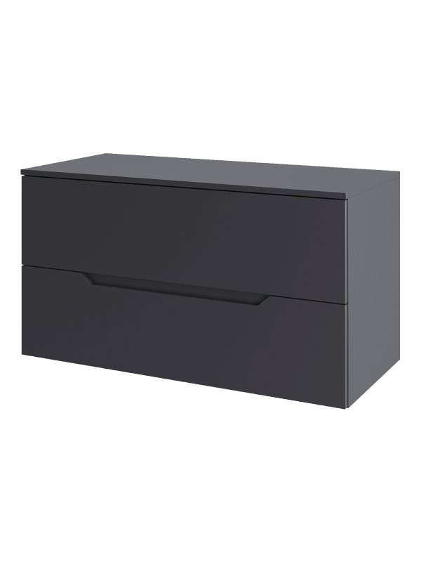 Тумба с раковиной Orange Line 100 подвесная, 2 ящика, матовый графит с раковиной B07-600W