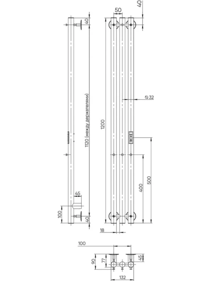 Полотенцесушитель электрический Indigo Style 3 LSE120-13GFMRt graphite metallic