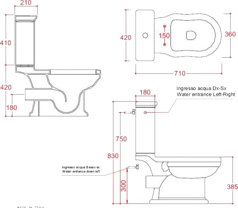 Унитаз-компакт напольный ArtCeram Hermitage WC с микролифтом, фурнитура бронза