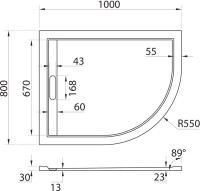 Поддон для душа Cezares TRAY-AS-RH-100/80-30-W-L 100x80 L, с сифоном, белый