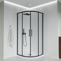 Душевой уголок Veconi Evo 200 B 80х80 см, профиль матовый черный, стекло прозрачное