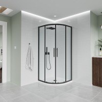 Душевой уголок Veconi Evo 200 B 80х80 см, профиль матовый черный, стекло прозрачное