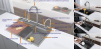 Мойка кухонная Ceruttispa Gloria II nano black, черная