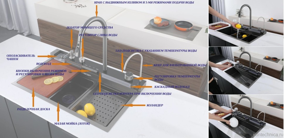 Мойка кухонная Ceruttispa Gloria II nano black, черная