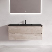 Тумба с раковиной Sancos Libra 120 дуб галифакс натуральный, черная раковина CN7006MB