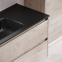 Тумба с раковиной Sancos Libra 120 дуб галифакс натуральный, черная раковина CN7006MB