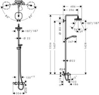 Душевая стойка Hansgrohe Croma 2jet Select E 180 27352400