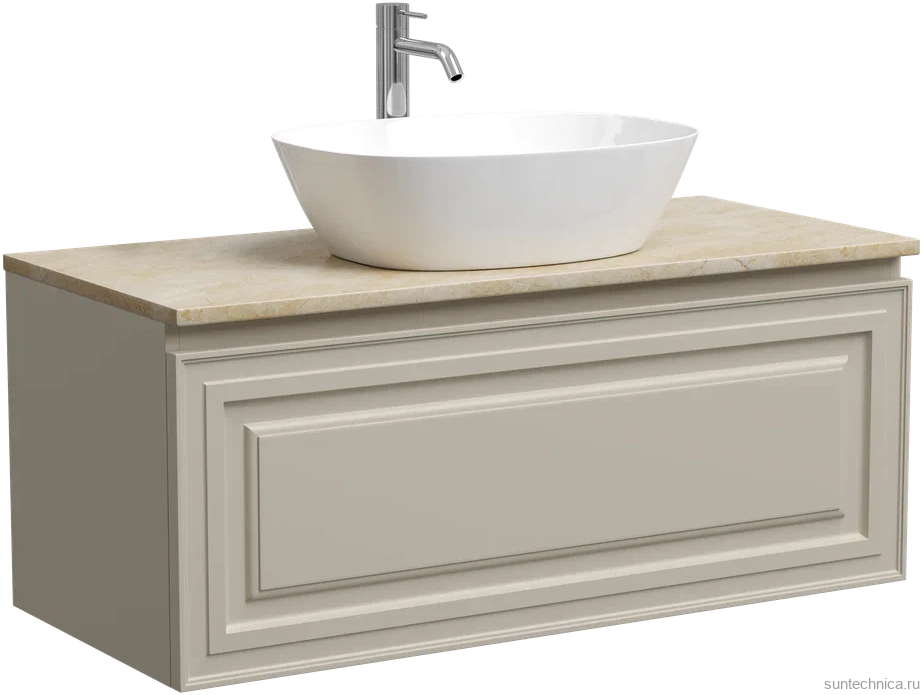 Тумба под раковину со столешницей Sancos Very 100 beige soft, столешница бежевая, с отв. под смеситель
