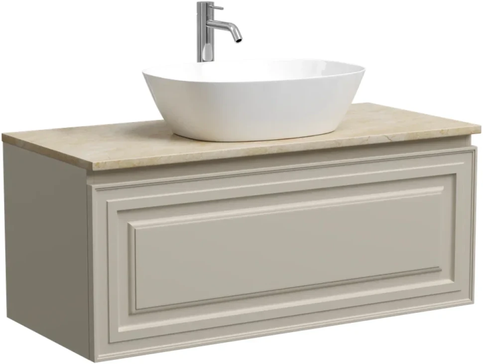 Тумба под раковину со столешницей Sancos Very 100 beige soft, столешница бежевая, с отв. под смеситель