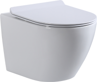 Унитаз подвесной beWash Minimal BKWHR003480 безободковый, с микролифтом, белый глянец