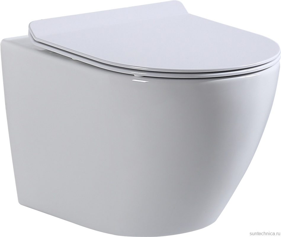 Унитаз подвесной beWash Minimal BKWHR003480 безободковый, с микролифтом, белый глянец