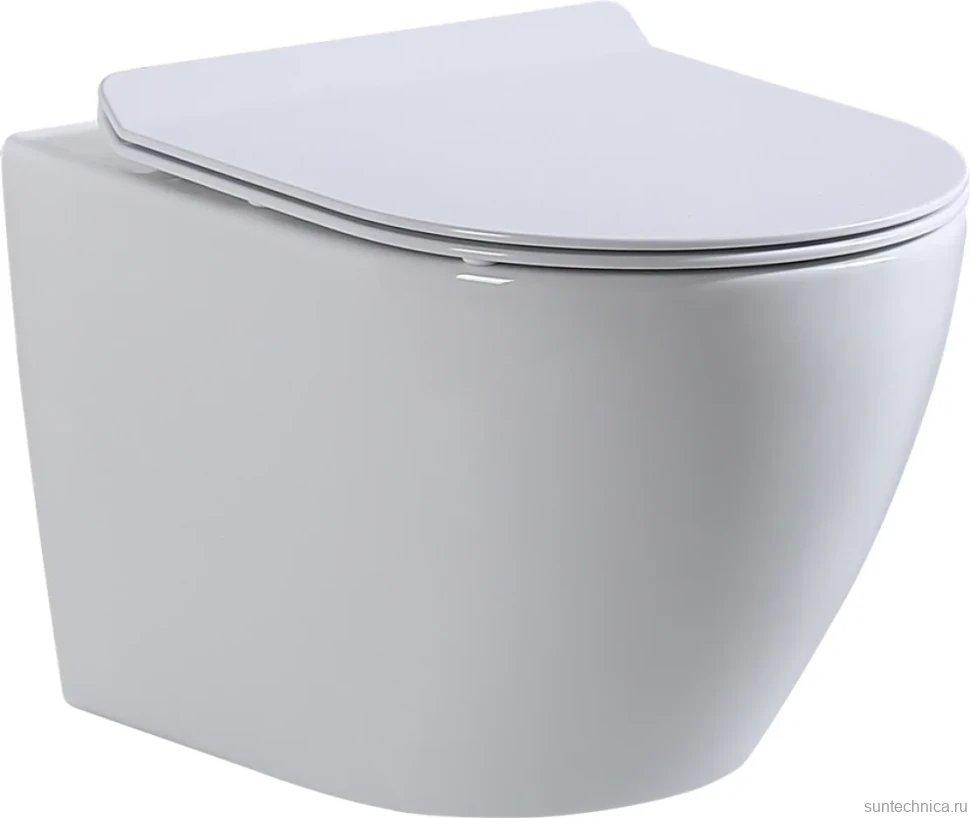 Унитаз подвесной beWash Minimal BKWHR003480 безободковый, с микролифтом, белый глянец