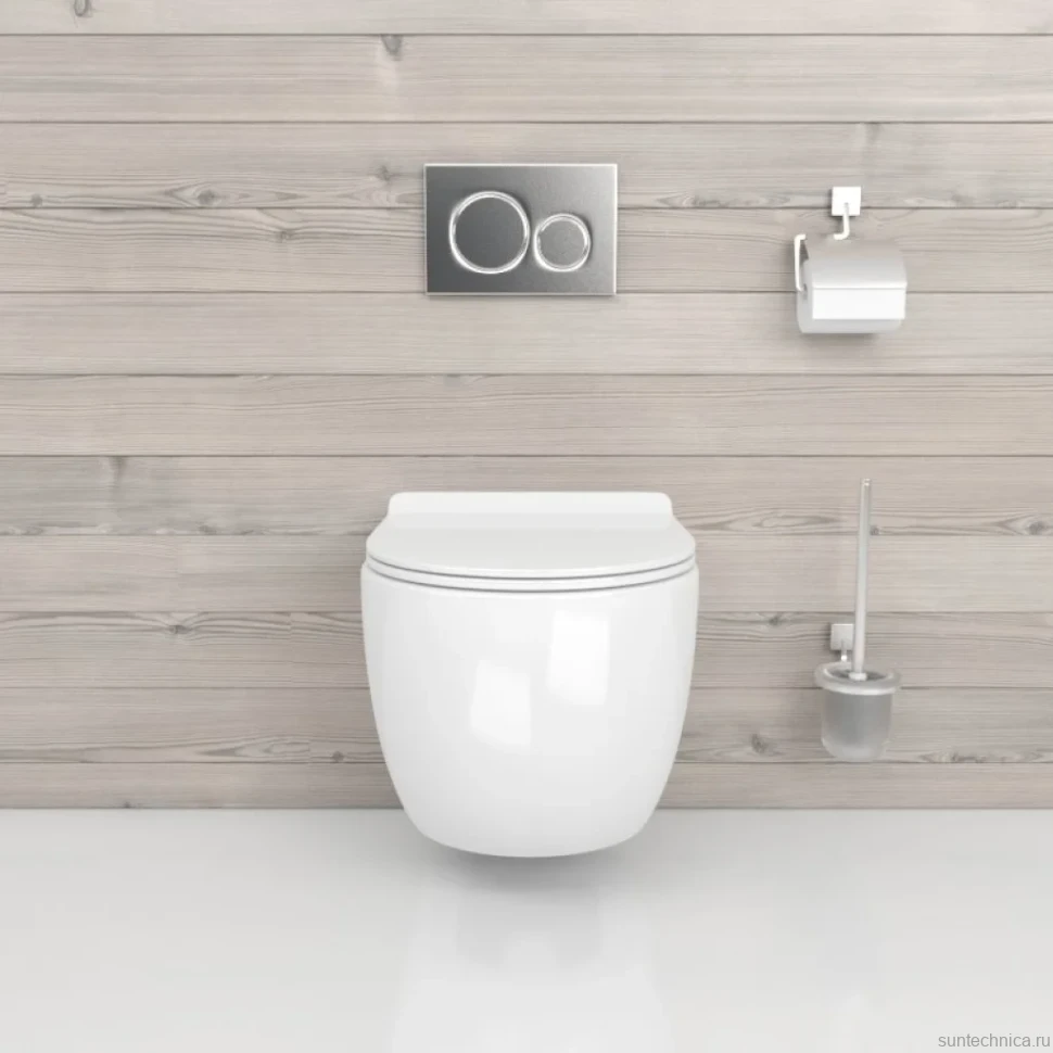 Унитаз подвесной beWash Minimal BKWHR003480 безободковый, с микролифтом, белый глянец