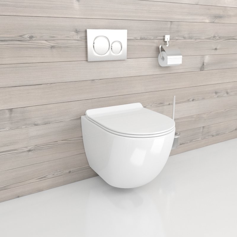 Унитаз подвесной beWash Minimal BKWHR003480 безободковый, с микролифтом, белый глянец