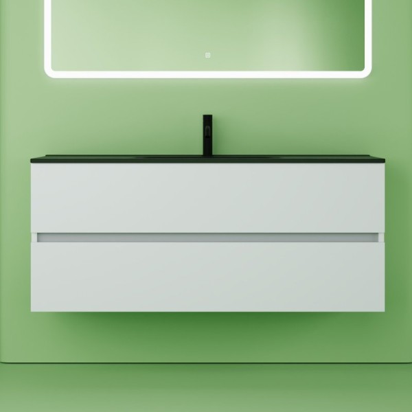 Тумба с раковиной Sancos Urban 120 см белый глянец, черная раковина