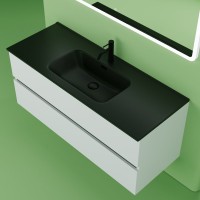 Тумба с раковиной Sancos Urban 120 см белый глянец, черная раковина