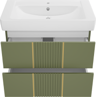 Тумба с раковиной Brevita Vega 80 подвесная, зеленая, золото