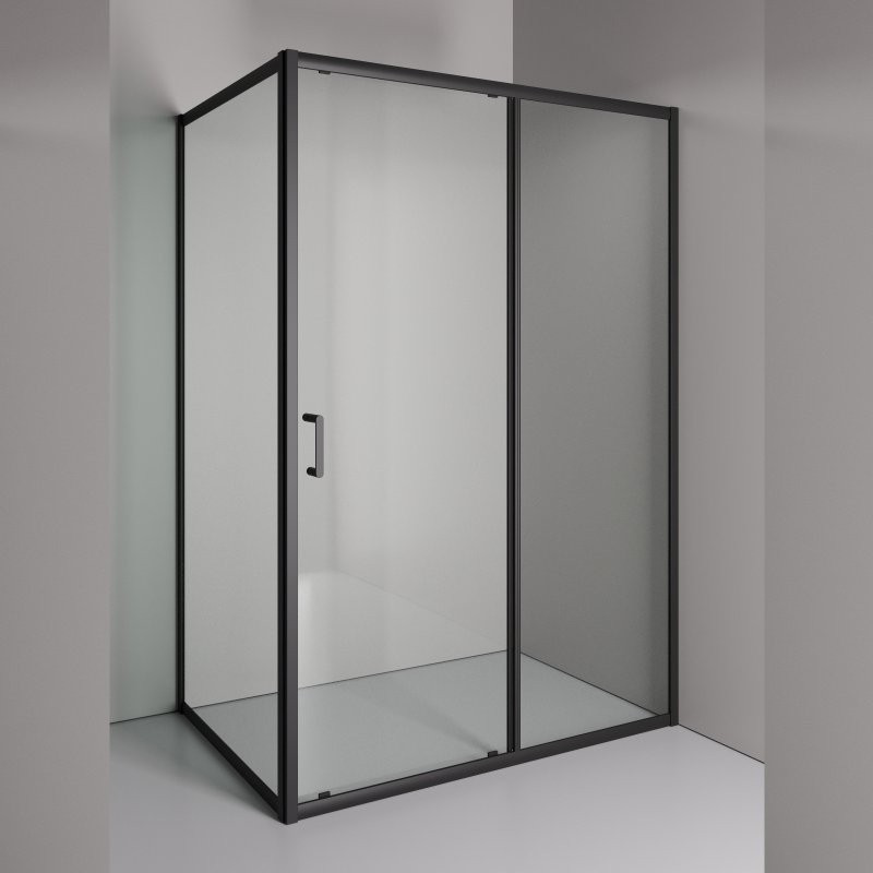 Душевой уголок Orange E23 13090TB 130х90 см, стекло прозрачное, профиль черный матовый