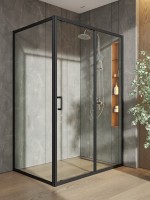Душевой уголок Orange E23 13090TB 130х90 см, стекло прозрачное, профиль черный матовый