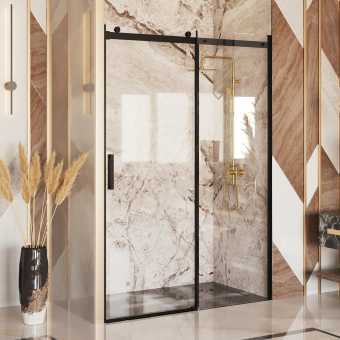Душевая дверь в нишу Ambassador Benefit 19021203HB 140 см, профиль черный, стекло прозрачное