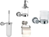 Набор Дозатор Boheme Royal Cristal Chrome подвесной + Стакан Chrome подвесной + Ершик Royal Cristal Chrome подвесной + Держатель Chrome с крышкой