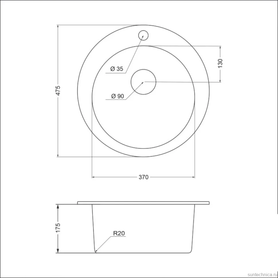 Мойка кухонная Emar Quartz EMQ-1475.C Морион