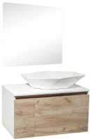 Мебель для ванной комнаты Runo Бари 80 крафтовый дуб, раковина Poligono 65